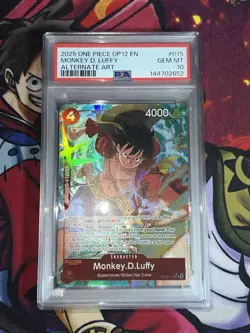 2025 ONE PIECE OP12-LEGACY OF THE MASTER MONKEY.D.LUFFY ALTERNATE ART #015 PSA10 - Image 1