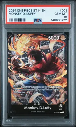 ⚓Monkey D. Luffy PSA 10 One Piece Starter Deck Leader ST14 001 English Gem 3D2Y⚓ - Image 1