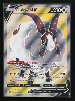 Dubwool V (Full Art) 188/192 Ultra Rare SWSH02: Rebel Clash Pokemon Card - Image 1
