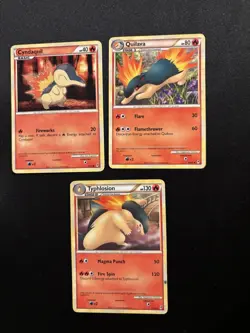 2011 Pokemon Cyndaquil Quilava Typhlosion Call of Legends Evolution Lot 3 Cards - Image 1