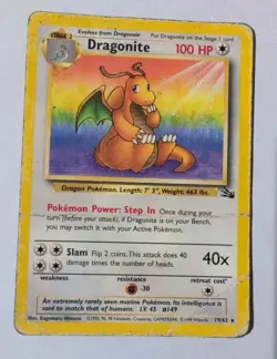 Dragonite 19/62 Fossil Non Holo Rare Pokemon Card 1999 Vintage Set Low Grade - Image 1