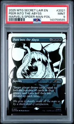PSA 9 Peer Into The Abyss FOIL: Secret Lair: Spider-Man MTG Venom Unleashed Inks - Image 1