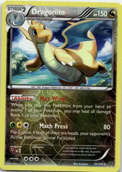 Dragonite 51/108 R Roaring Skies Pokemon 2015 EN LP - Image 1