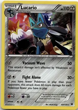 Lucario 63/124 Holo R Fates Collide Pokemon 2016 EN NM - Image 1