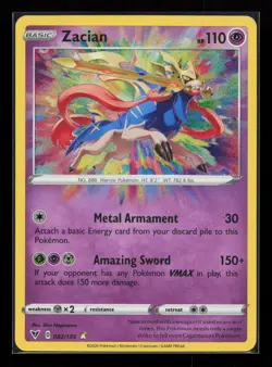 Zacian 082/185 Amazing Rare SWSH04: Vivid Voltage Pokemon Card - Image 1