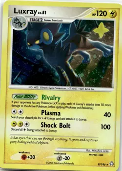 Luxray 8/146 Holo R Legends Awakened Pokemon 2008 EN LP - Image 1