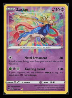 Zacian 082/185 Amazing Rare SWSH04: Vivid Voltage Pokemon Card - Image 1