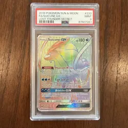 2018 POKEMON SUN & MOON LOST THUNDER SECRET #220 FULL ART/SUICUNE GX PSA 9 - Image 1