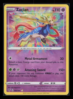 Zacian 082/185 Amazing Rare SWSH04: Vivid Voltage Pokemon Card - Image 1
