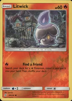 LITWICK 28/236 UNIFIED MINDS COMMON REVERSE HOLO POKEMON SOWSOW - Image 1