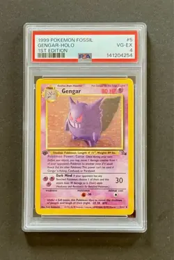 1999 Pokemon Fossil #5 Gengar 1st Edition Holo Rare PSA 4 Fresh Grade - Image 2