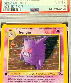 1999 Pokemon Fossil #5 Gengar 1st Edition Holo Rare PSA 4 Fresh Grade - Image 3