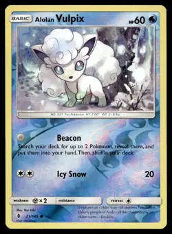 POKEMON ALOLAN VULPIX GUARDIANS RISING 21/145 C REVERSE HOLO NM/M - Image 1