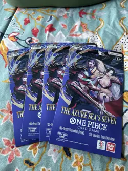 4x One Piece The Azure Sea's Seven OP14-EB04 Sleeved Booster Packs New Unweighed - Image 1