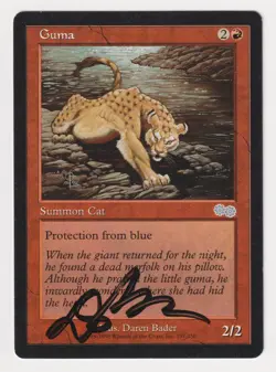 Signed Guma MP Urza's Saga Artist Daren Bader 1998 MTG Magic Vintage Red Cat! - Image 1