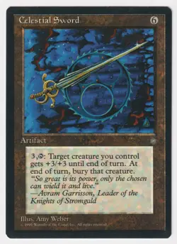 Dark Print Celestial Sword LP Ice Age 1995 WOTC MTG Magic Misprint Vintage Rare! - Image 1