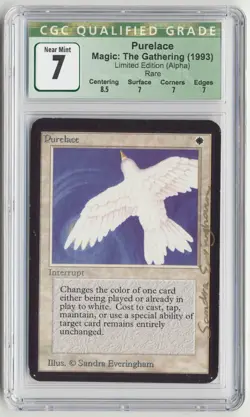 Graded Gold Signed Purelace CGC 7 Alpha Artist Sandra Everingham MTG Magic Rare! - Image 1