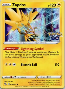 Zapdos Holo Rare Pokemon GO 029/078 NM - Image 1
