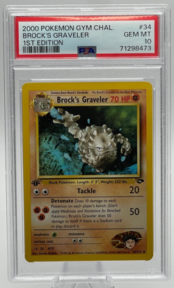 2000 POKEMON GYM CHALLENGE #34 BROCK'S GRAVELER 1ST EDITION PSA 10 GEM MINT - Image 1