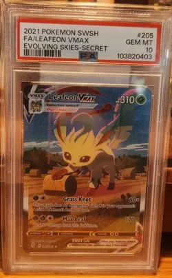 Pokemon 2021 Leafeon VMAX 205/203 Alt Art SR Evolving Skies GEM MINT PSA 10 - Image 3