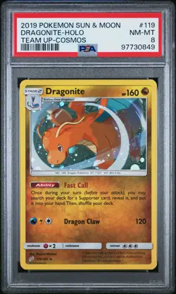 Pokemon TCG: Sun & Moon Team Up - Dragonite 119 Cosmos Holo Promo [PSA 8] - Image 1