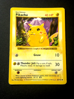 Red Cheeks Pikachu 58/102 Base Set Unlimited Common 40 HP 1999 Pokemon Cardmkl - Image 1