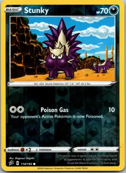 Stunky 114/192 - SWSH02: Rebel Clash Pokemon TCG NM Reverse Holofoil - Image 1