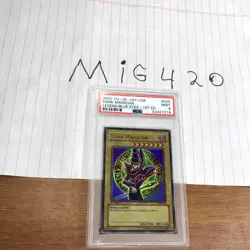 2002 Yu-Gi-Oh! Dark Magician LOB-005 Asian 1st Ed Ultra Rare PSA 9 Holo EN Wavy - Image 1