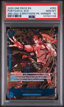 2025 ONE PIECE 3RD ANV TOURNAMENT 3 BROTHERS PACK WINNER PORTGAS D. ACE PSA 10 - Image 1