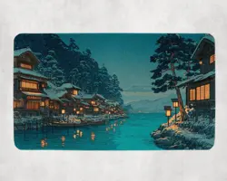 MTG Playmat | Snowy Japanese Simic Themed Playmat | Unofficial MTG Playmat - Image 1
