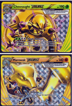 2015 POKEMON XY BREAKTHROUGH-MAROWAK 79/162 & CHESNAUGHT 12/162 HOLO BREAK CARDS - Image 1