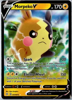 Pokemon Card - Morpeko V 037/072 Shining Fates V Rare Holo Near Mint - Image 1