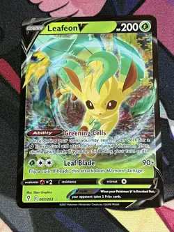 Leafeon V - 007/203 - Pokemon Evolving Skies Sword & Shield Ultra Rare Card NM - Image 1