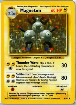 Vintage Pokemon Card - Magneton Base Set Unlimited 9/102 1999 Holo Rare Holo HP - Image 1