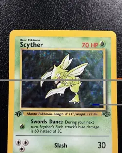 Pokemon TCG Scyther 10/64 Holo Rare Base Jungle Set 1st Edition WOTC MP - Image 2