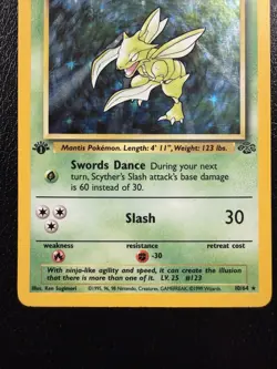 Pokemon TCG Scyther 10/64 Holo Rare Base Jungle Set 1st Edition WOTC MP - Image 3