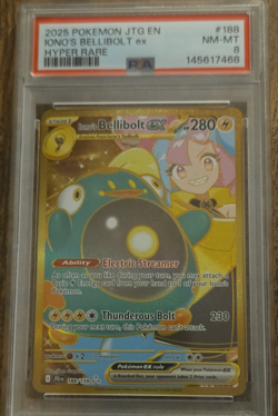 Pokemon TCG Iono's Bellibolt ex Holo Hyper Rare 188/159 Sv09 PSA 8 - Image 1