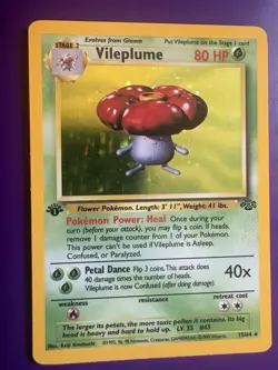 Pokemon TCG Vileplume 15/64 1st Edition Jungle Holo Rare Vintage - Image 1
