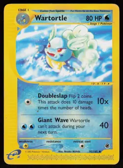 Wartortle 92/165 Uncommon Expedition Base Set Pokemon Moderately Played - Image 1