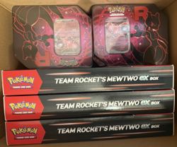 Pokemon Team Rocket Mewtwo ex Tin & Team Rocket ex Box Sealed Lot - Image 1