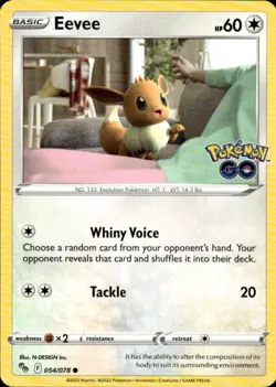 Eevee 054/078 Pokemon GO Common Colorless - Image 1