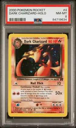 2000 Pokemon Team Rocket Unlimited Dark Charizard Holo PSA 8 FULL SWIRL - Image 1