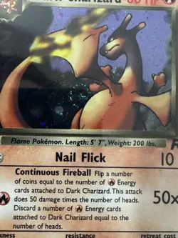 2000 Pokemon Team Rocket Unlimited Dark Charizard Holo PSA 8 FULL SWIRL - Image 2