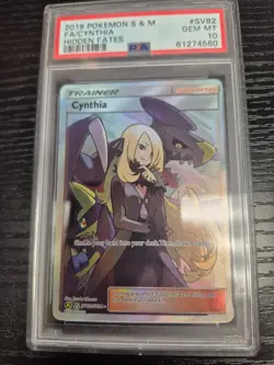Pokemon TCG 2019 Sun & Moon Hidden Fates #SV82 Cynthia PSA 10 Gem Mint - Image 1