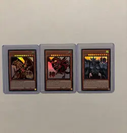 YUGIOH EGYPTIAN GOD SET SLIFER/OBELISK/RA STAMP ULTRA RARE RA05-EN128/129/130 - Image 1