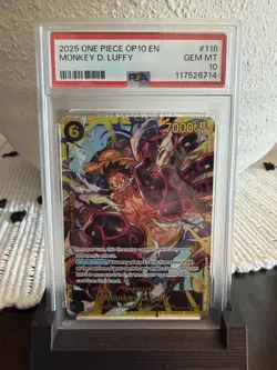Bandai One Piece OP10 Royal Blood Monkey D. Luffy Secret Rare Foil EN PSA 10 - Image 1