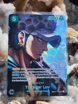 ONE PIECE TCG TRAFALGAR LAW OP01-047 SR SP JAPANESE FOIL HOLO CARD MANGA ART - Image 1