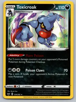Toxicroak 124/202 Holo Rare Sword & Shield Pokemon Holo Near Mint - Image 1