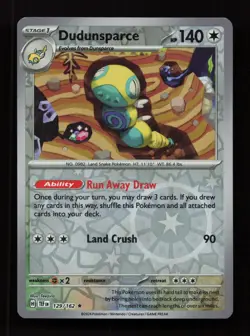 Dudunsparce 129/162 Rare Temporal Forces Pokemon Reverse Holo Near Mint - Image 1