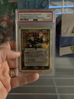 Pokemon Greninja Gold Star SWSH144 Black Star Holo PSA 9 Promo - Image 1